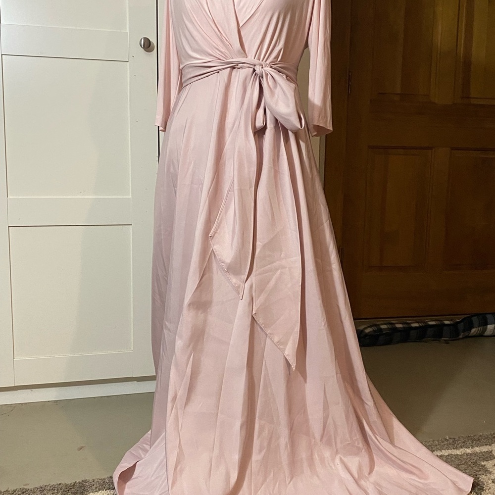 ALFRED SUNG Blush Long Sleeve Wrap Dress